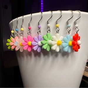 Handcrafted Colorful Daisy Dangle Earrings